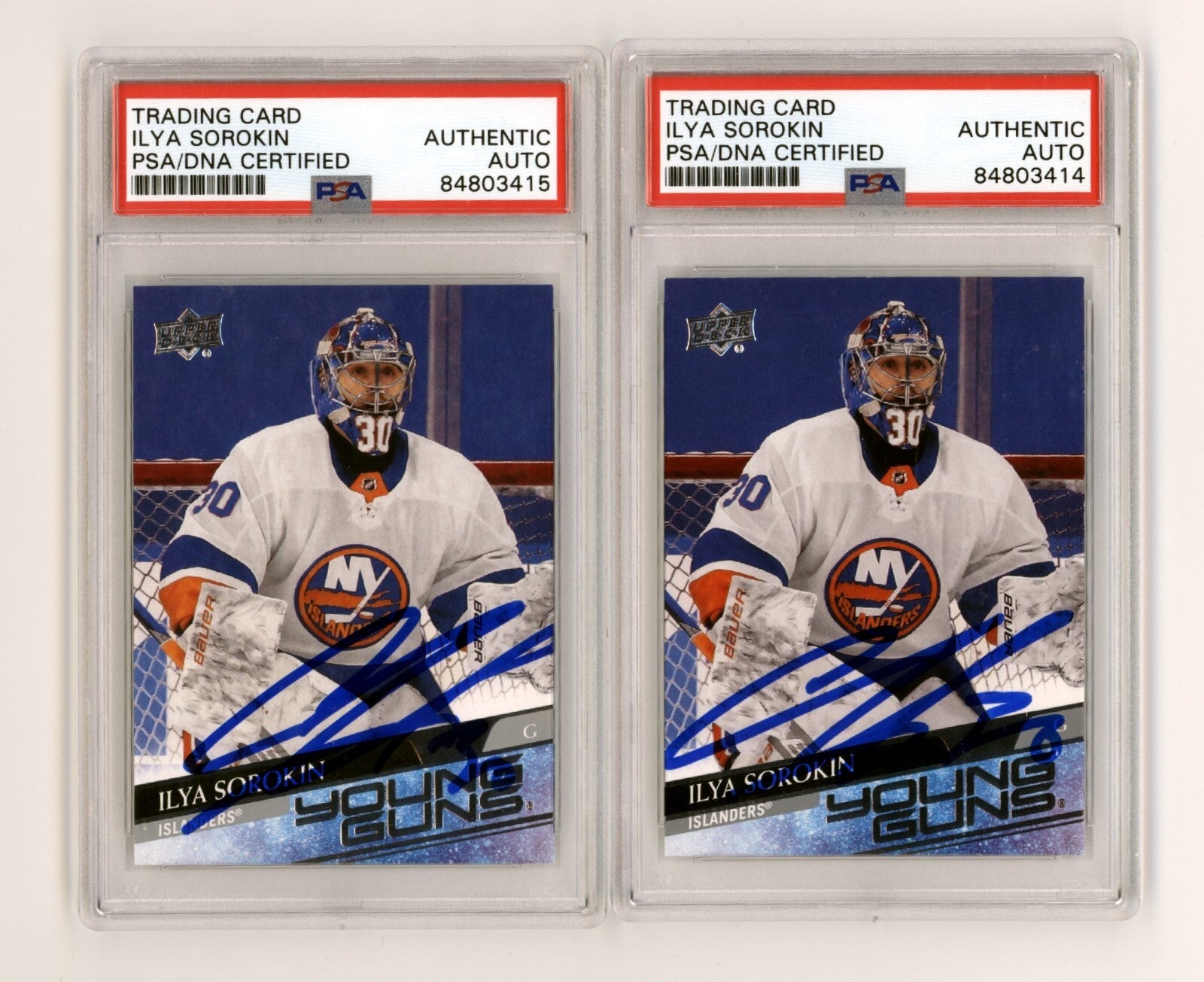 Ilya Sorokin 2020-21 Upper Deck Young Guns #461 Rookie RC Signed PSA Auto-3