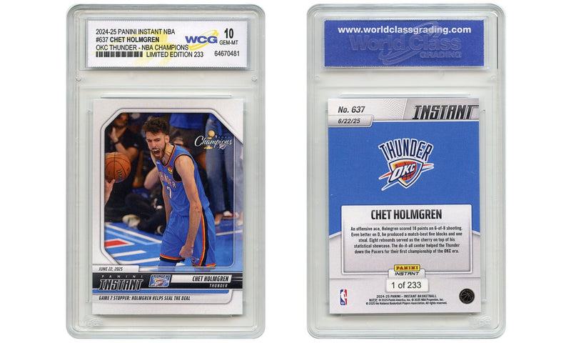 2024-25 Panini CHET HOLMGREN OKC Thunder NBA Champions Card #637 - GEM MINT 10-2