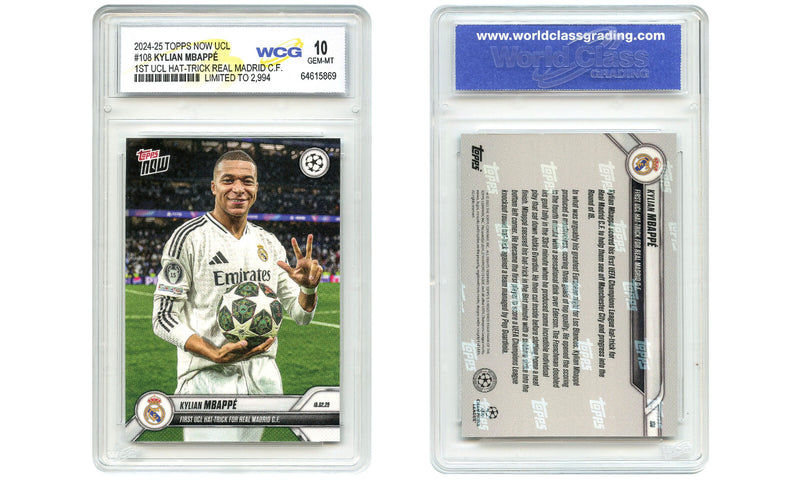 2024-25 Topps UCL KYLIAN MBAPPE 1st Hat Trick Real Madrid Card #108 GEM MINT 10-2
