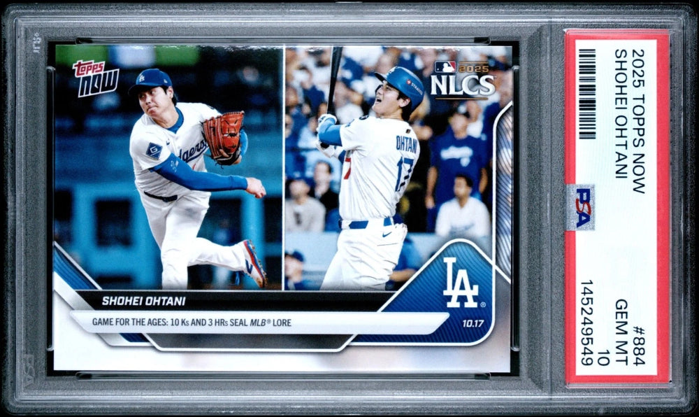 2025 Topps Now #884 Shohei Ohtani 10Ks and 3 HR PSA 10 GEM MINT-1