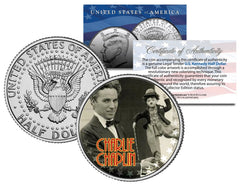 CHARLIE CHAPLIN Colorized JFK Kennedy Half Dollar US Coin - Genuine Legal Tender-1