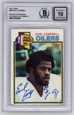 Earl Campbell 1979 Topps #390 Rookie RC Signed Beckett Wit BAS BGS 10 Auto-1