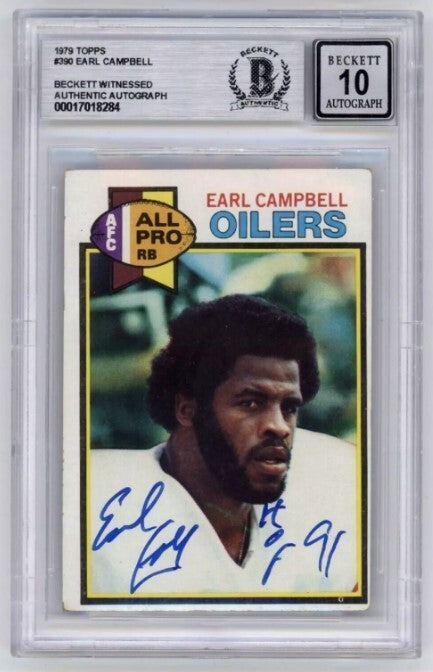 Earl Campbell 1979 Topps #390 Rookie RC Signed Beckett Wit BAS BGS 10 Auto