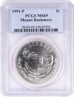 1991-P Mount Rushmore Commemorative Silver Dollar MS69 PCGS-1