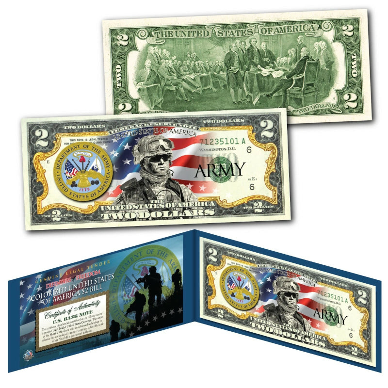 US SPECIAL FORCES Defenders of Freedom ARMY Military Branch Genuine $2 Bill-2