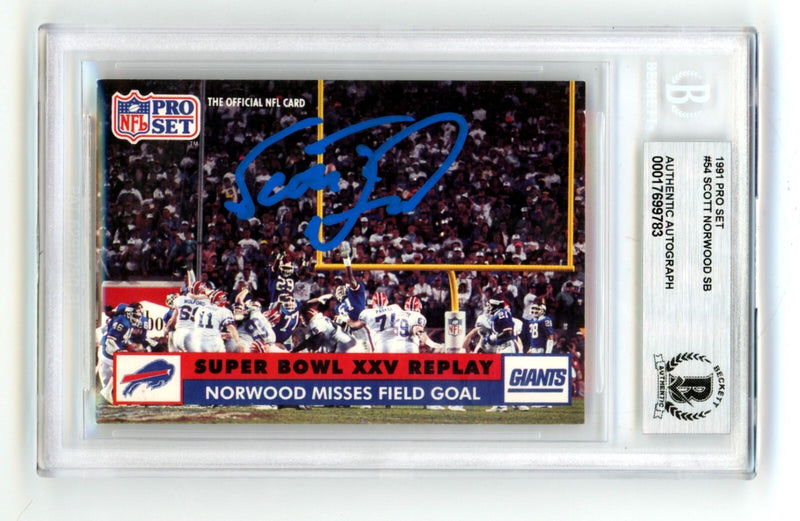 Scott Norwood 1991 Pro Set Misses Field Goal SB XXV Signed Beckett BGS BAS Auto-1