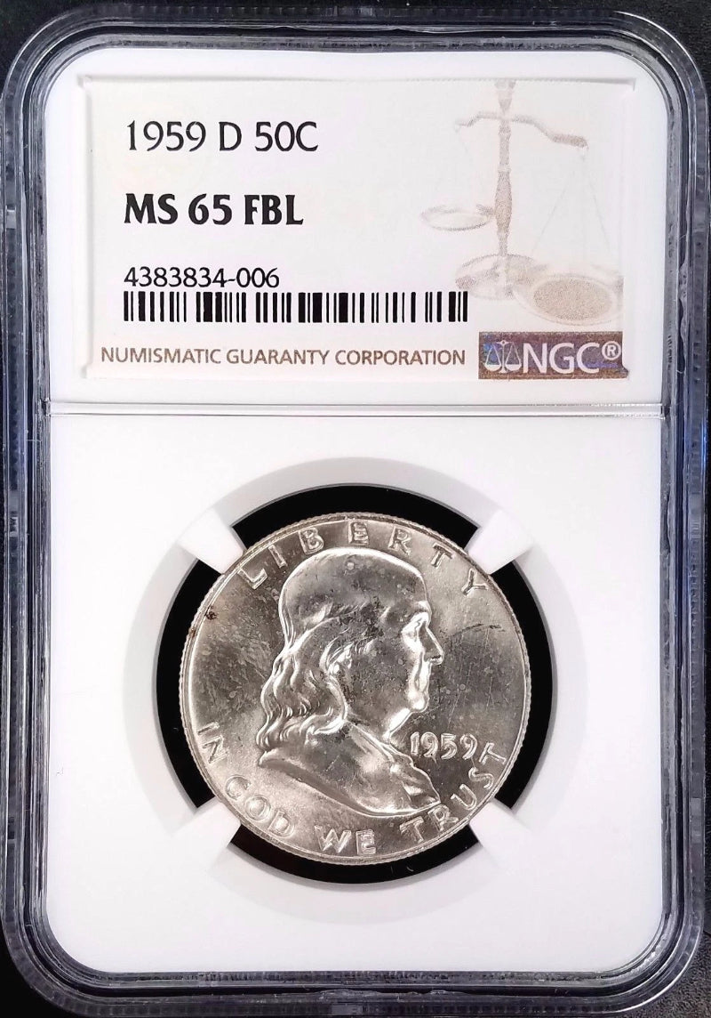 1959 D Franklin Silver Half Dollar certified MS 65 FBL by NGC!-4