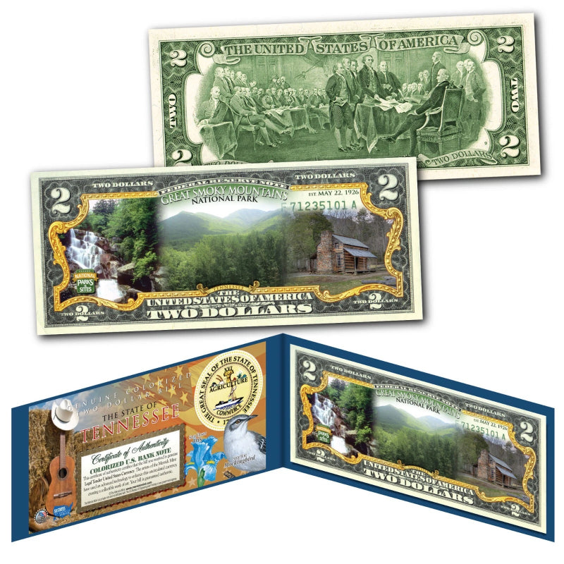 GREAT SMOKY MOUNTAINS NATIONAL PARK Tennessee Genuine Legal Tender $2 Bill