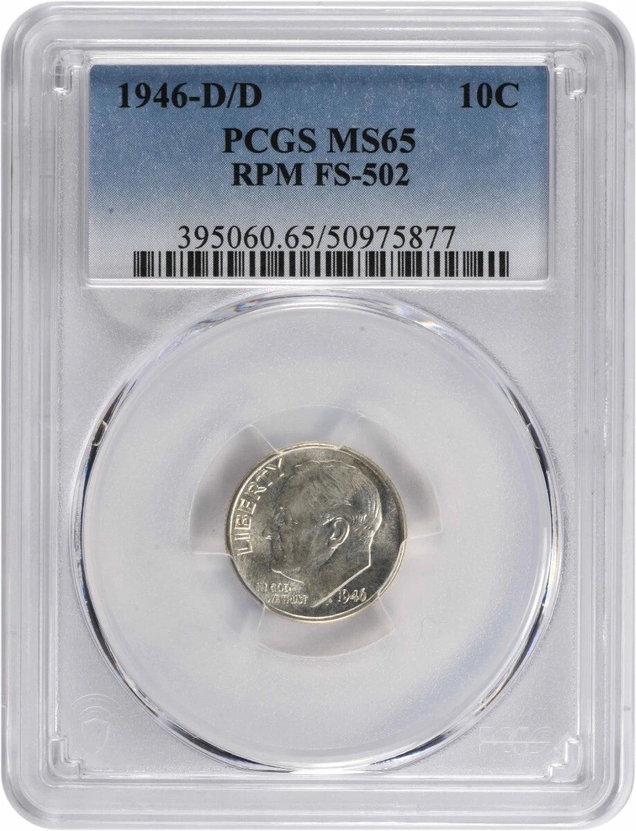 1946-D/D Roosevelt Silver Dime RPM FS-502 MS65 PCGS-1