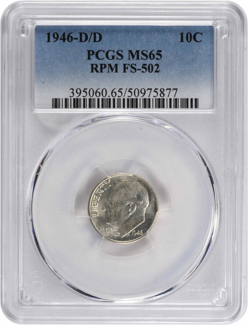 1946-D/D Roosevelt Silver Dime RPM FS-502 MS65 PCGS-1