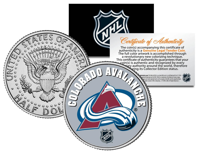 Moneda de medio dólar estadounidense de JFK Kennedy de la NHL de hockey COLORADO AVALANCHE * CON LICENCIA *-1