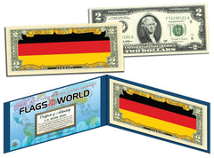 GERMANY - FLAG SERIES $2 U.S. Bill - Genuine Legal Tender Bank Note-1