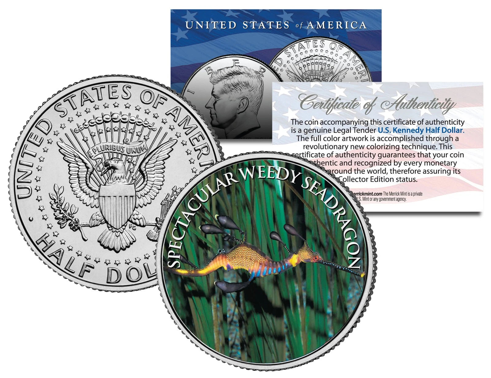 SPECTACULAR WEEDY SEADRAGON *Fish Series* JFK Kennedy Half Dollar U.S. Coin-1