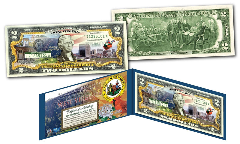 WEST VIRGINIA OFFICIAL Genuine Legal Tender $2 Bill Honoring America's 50 States-2