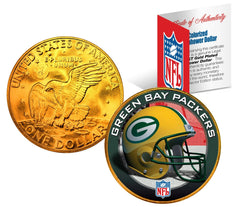 GREEN BAY PACKERS NFL 24K Gold Plated IKE Dollar US Coin * OFFICIALLY LICENSED *-1
