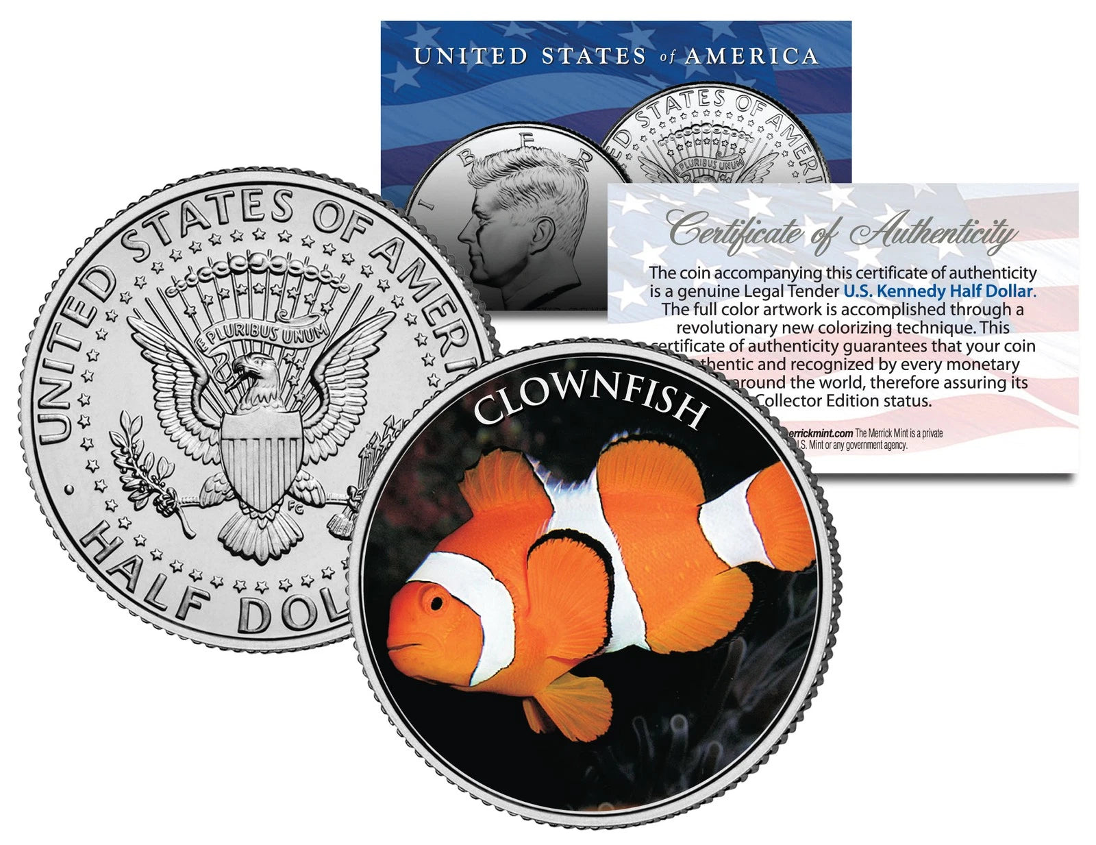 CLOWN FISH *Fish Series* JFK Kennedy Half Dollar U.S. Colorized Coin