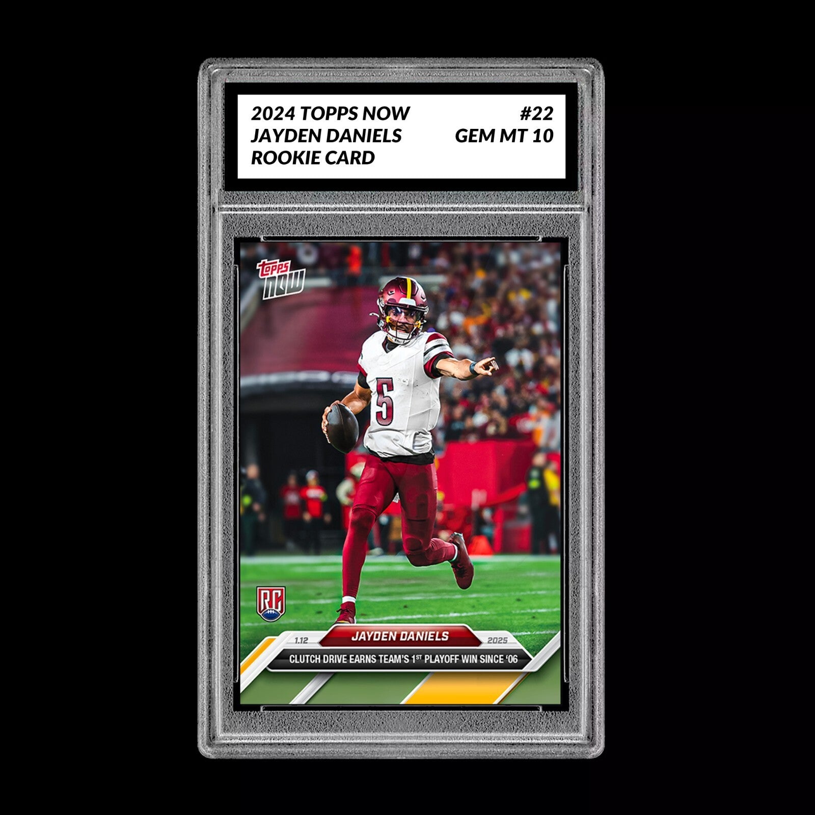 Graded 10 Jayden Daniels #22 RC PLAYOFF 2024 Topps NOW Rookie Card