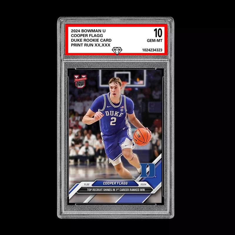 Graded 10 Cooper Flagg 2024-25 Bowman U NOW Card #16 Duke RC ROOKIE-1