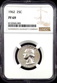 1962 Proof Washington Quarter certified PF 69 by NGC! sku 65005-4