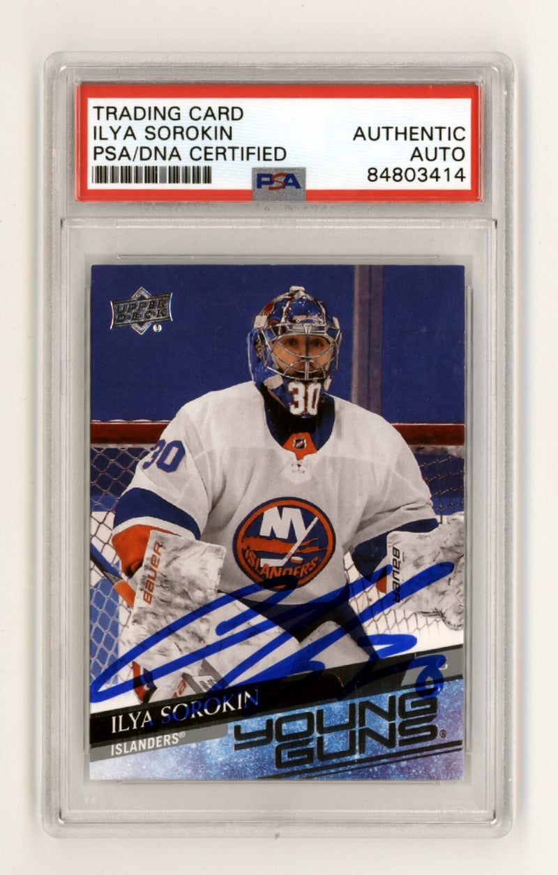Ilya Sorokin 2020-21 Upper Deck Young Guns #461 Rookie RC Signed PSA Auto-2