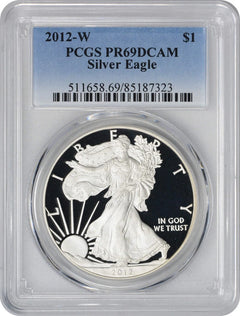2012-W American Silver Eagle Dollar PR69DCAM PCGS Proof 69 Deep Cameo-1