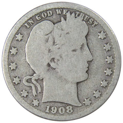 1908 D Barber Quarter Circulated Silver 25c Coin Collectible-1