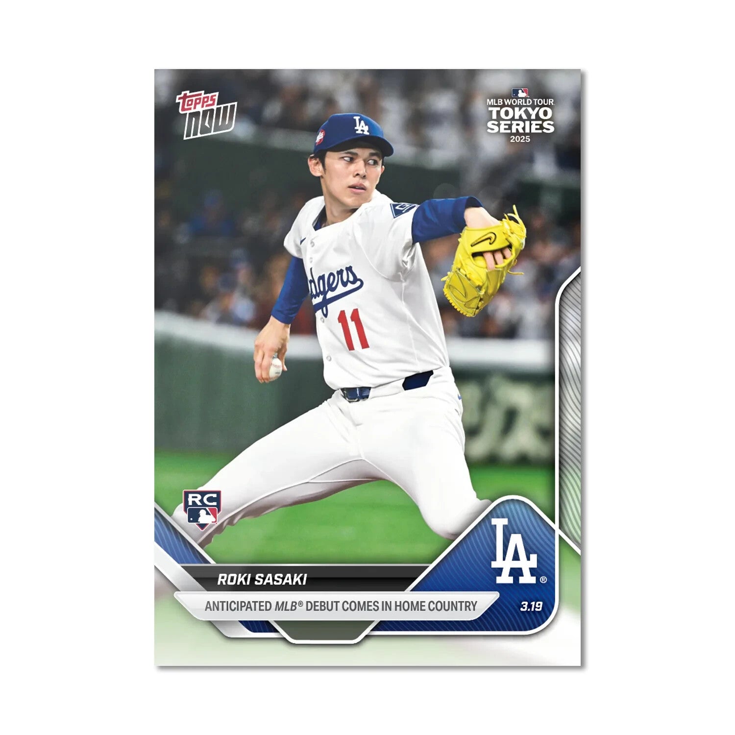 Graded 10 Roki Sasaki Rookie RC Tokyo Series 2025 MLB Topps NOW #3-3