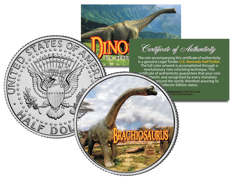 BRACHIOSAURUS * Collectible Dinosaur * JFK Kennedy Half Dollar US Colorized Coin-1