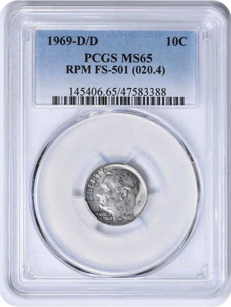 1969-D/D Roosevelt Dime RPM FS-501 MS65 PCGS-1