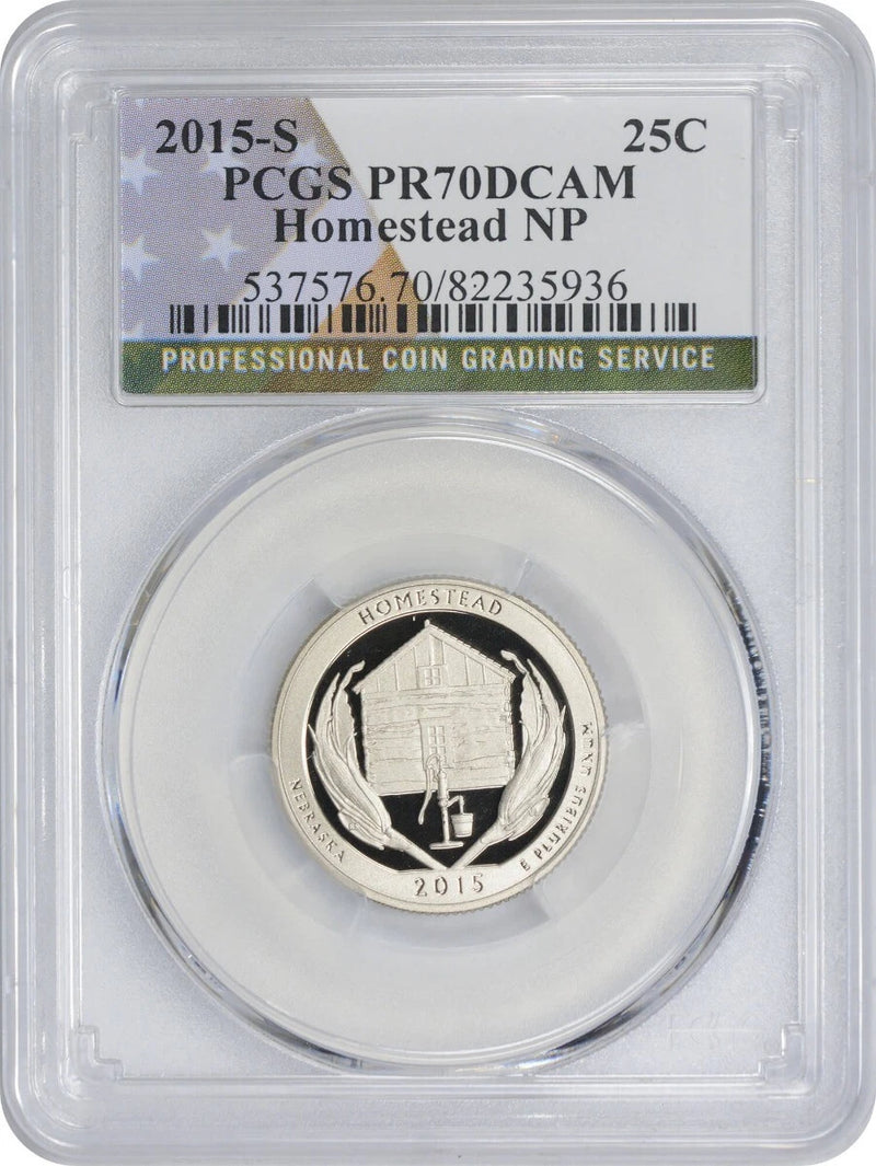 2015-S Flag Clad Homestead National Park Quarter PR70DCAM PCGS Proof 70 DC-1
