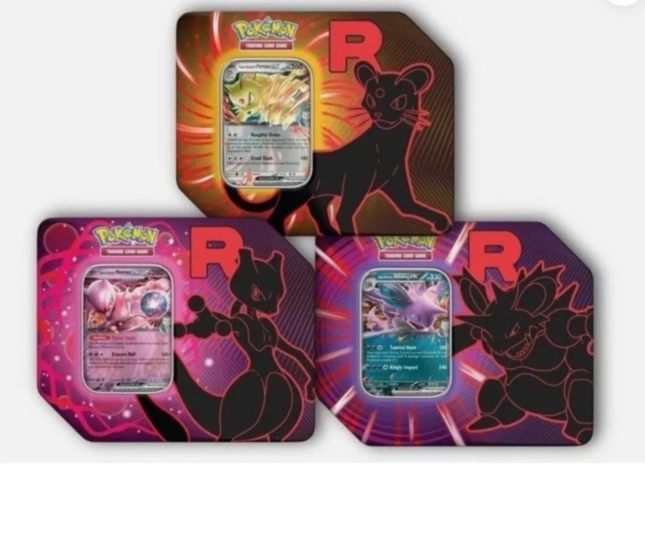 Pokémon TCG Destined Rivals Team Rocket Tin Set of 3 New Factory Sealed Collectible Trading Cards Rare Promo Box Brand New-1