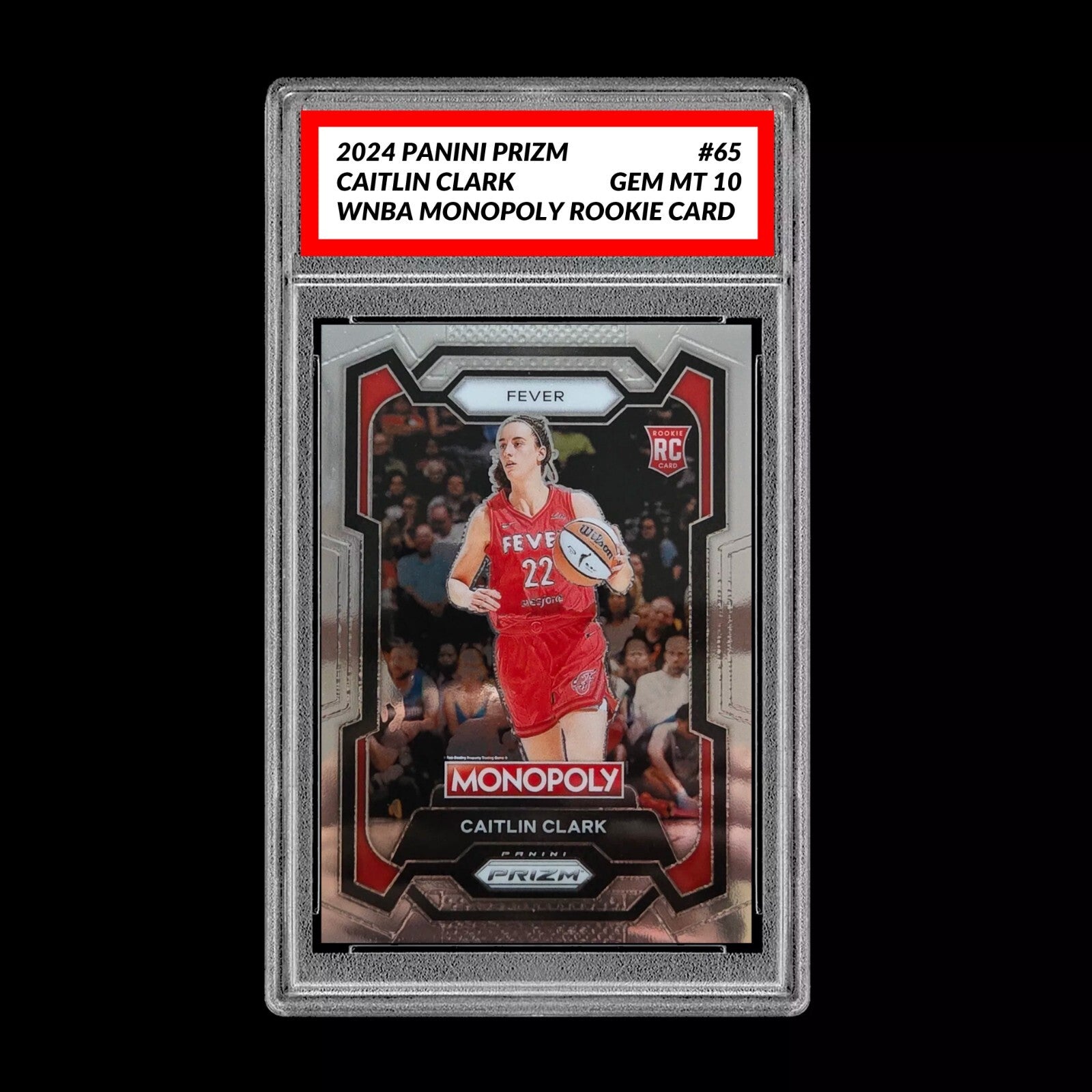 Graded 10 2024 Panini WNBA Monopoly Prizm RC Caitlin Clark Rookie Insert 65 WNBA