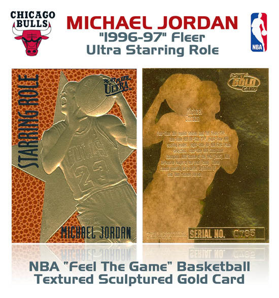 1996 MICHAEL JORDAN Fleer Ultra FEEL THE GAME Basketball Textured NBA GOLD Card