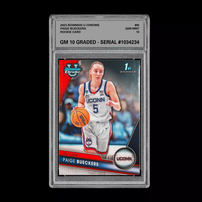Graded 10 Paige Bueckers #90 2025 Bowman U University Chrome 1st RC Rookie Card-1