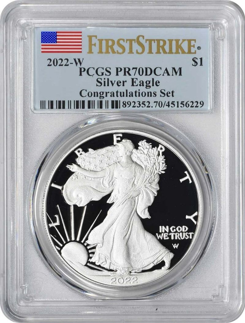 2022-W $1 American Silver Eagle Congratulations Set PR70DCAM First Strike PCGS-1