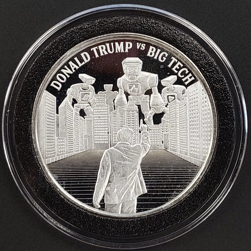 Donald Trump vs Big Tech, 45th President Trump, 1 Troy Oz .999 Fine Silver!-3