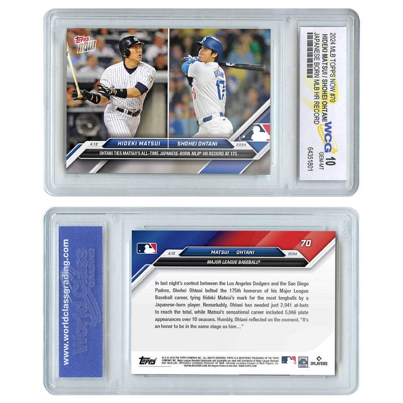 2024 Topps Now Hideki Matsui / Shohei Ohtani Japan MLB HR Card #70 - GEM MINT 10-3