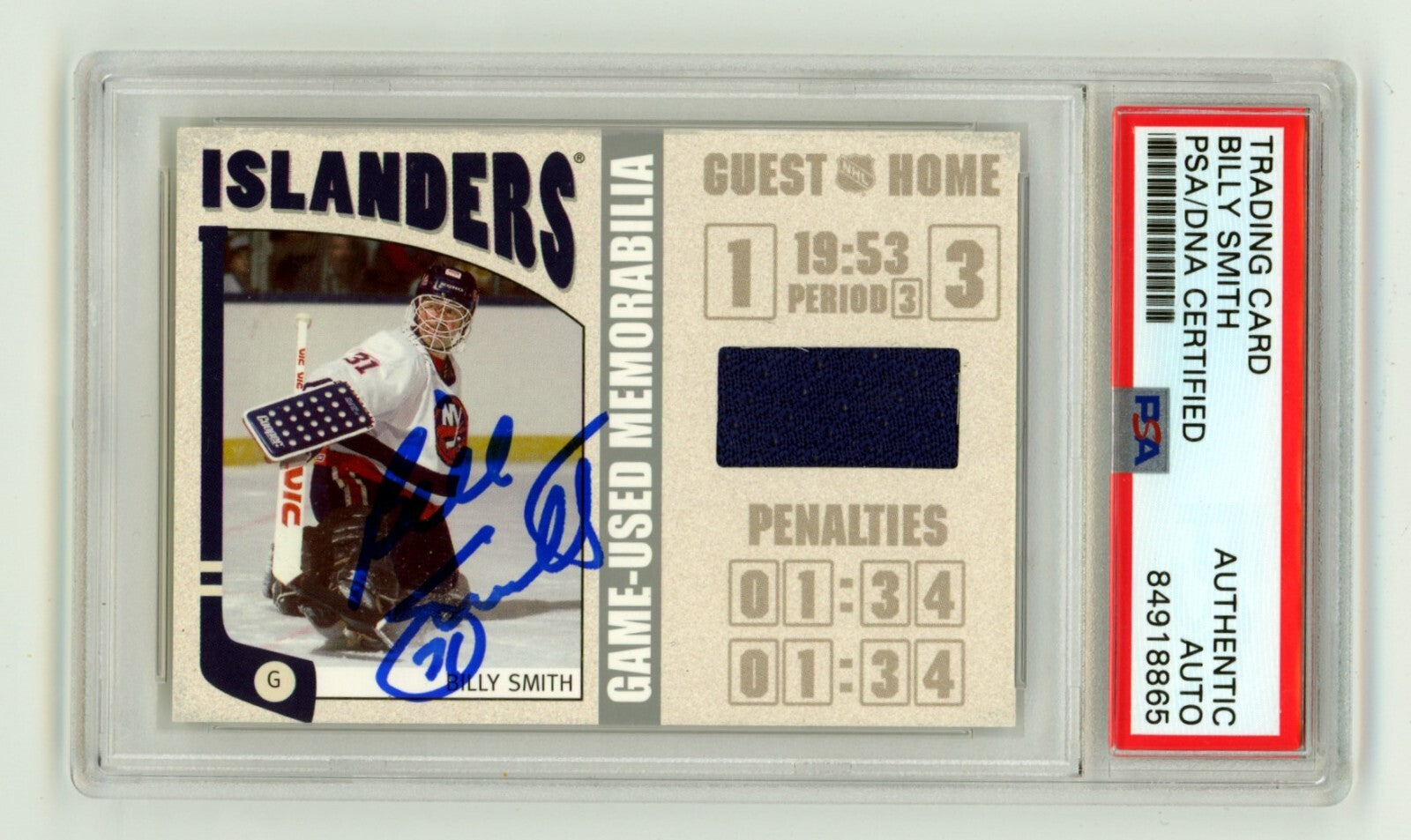 Billy Smith 2005-06 In the Game #ESM-11 Silver Jersey Auto PSA Authentic Auto-1
