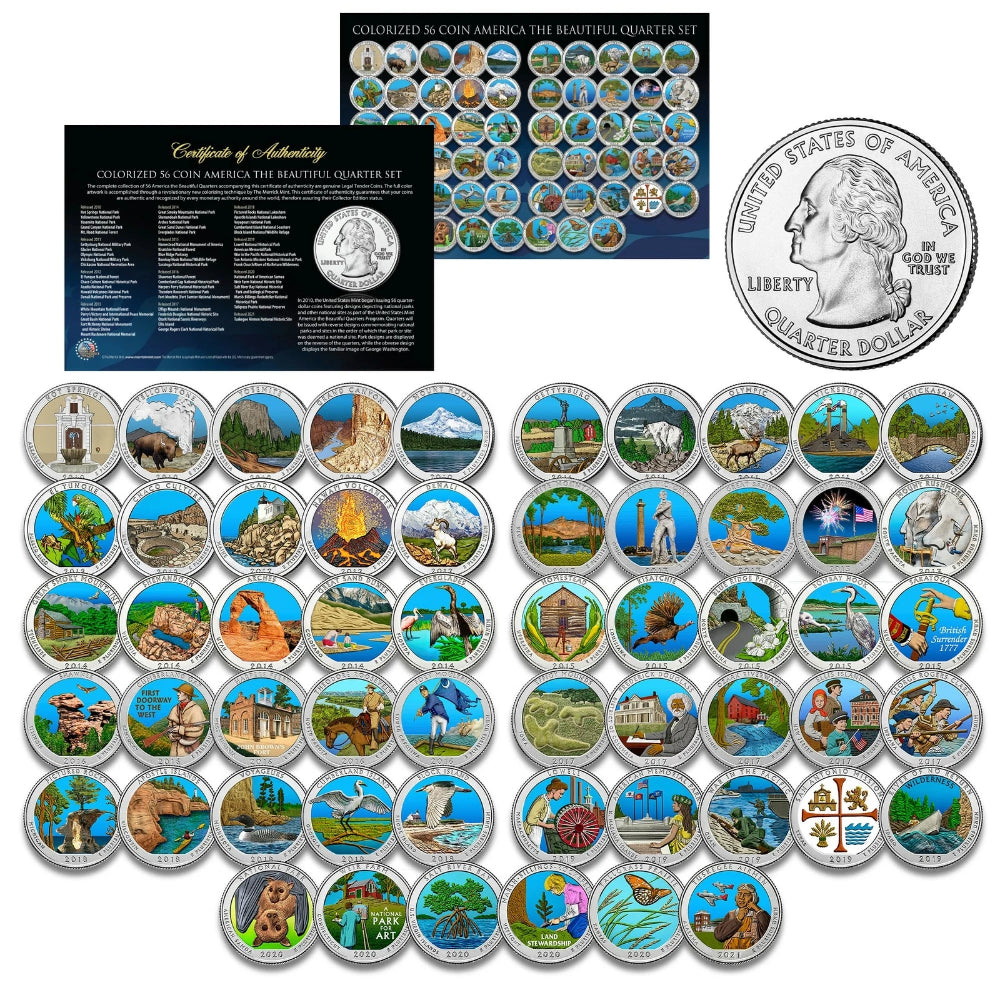 America the Beautiful Parks U.S. Quarters COLORIZED * 56-Coin Complete Set *-1