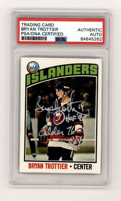 Bryan Trottier 1976-77 Topps #115 RC w/ HOF + ROY Ins Signed PSA Authentic Auto-1