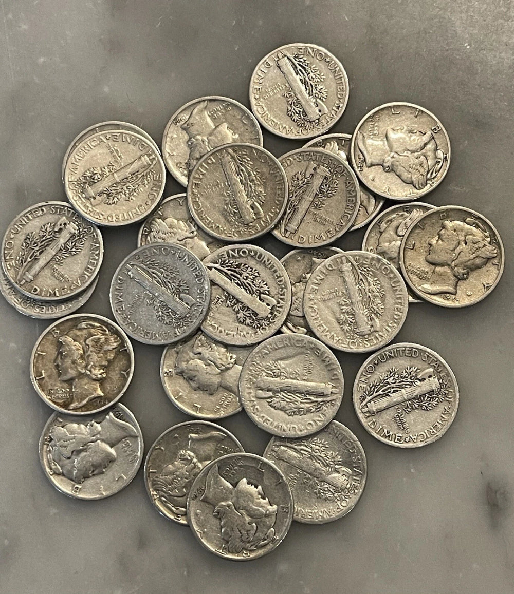 [Lot of 25] 90% Junk Silver Mercury Dimes 1/2 Roll - Choose How Many Lots of 25-2
