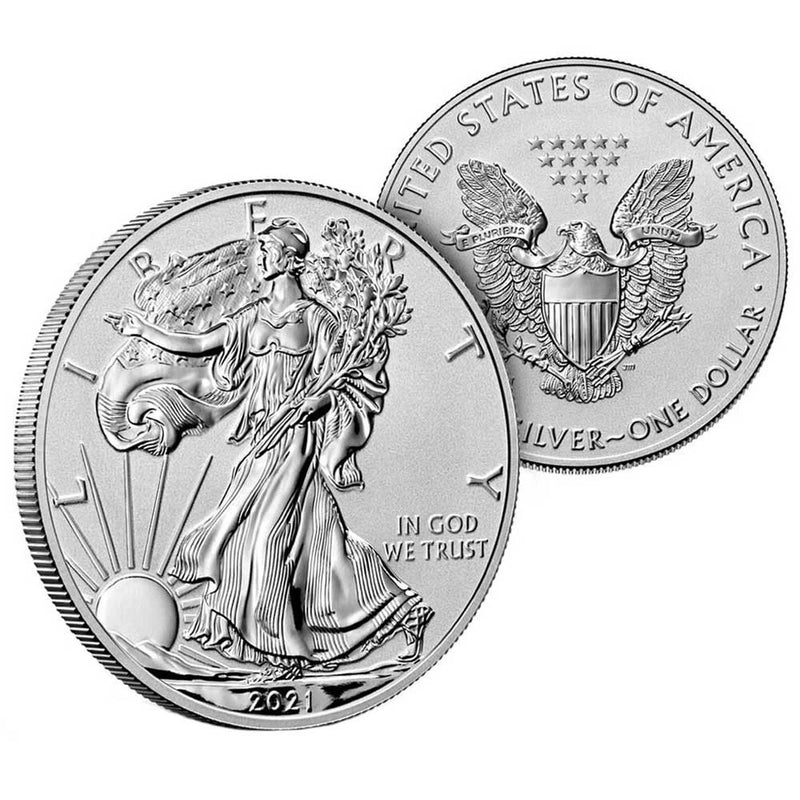 Juego de 2 piezas - Edición de diseñador American Silver Eagle de 1 oz de $1 de 2021 con prueba inversa-3