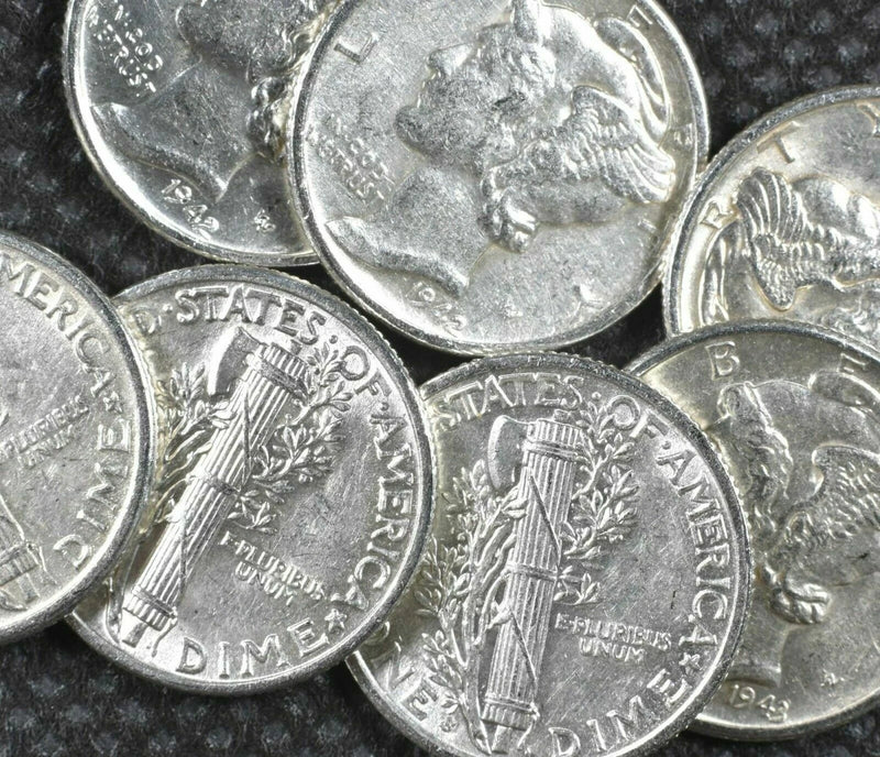 ✯ Estate Coin Lot Mercury Silver Dimes UNC+ MS++ BU ✯ 90% Silver RARE ✯-3