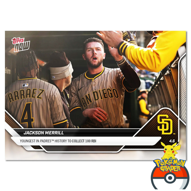 Graded 10 Jackson Merrill 2025 MLB Topps NOW Card 45 - RBI RECORD-3
