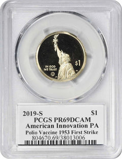 2019-S American Innovation Dollar PA Polio Vaccine PR69DCAM First Strike PCGS-2