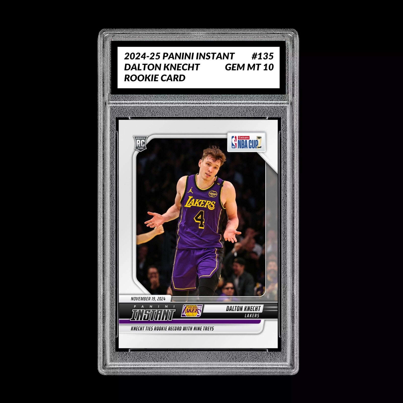 Graded 10 Dalton Knecht #135 LA Lakers Rookie RC 2024 Panini Instant NBA