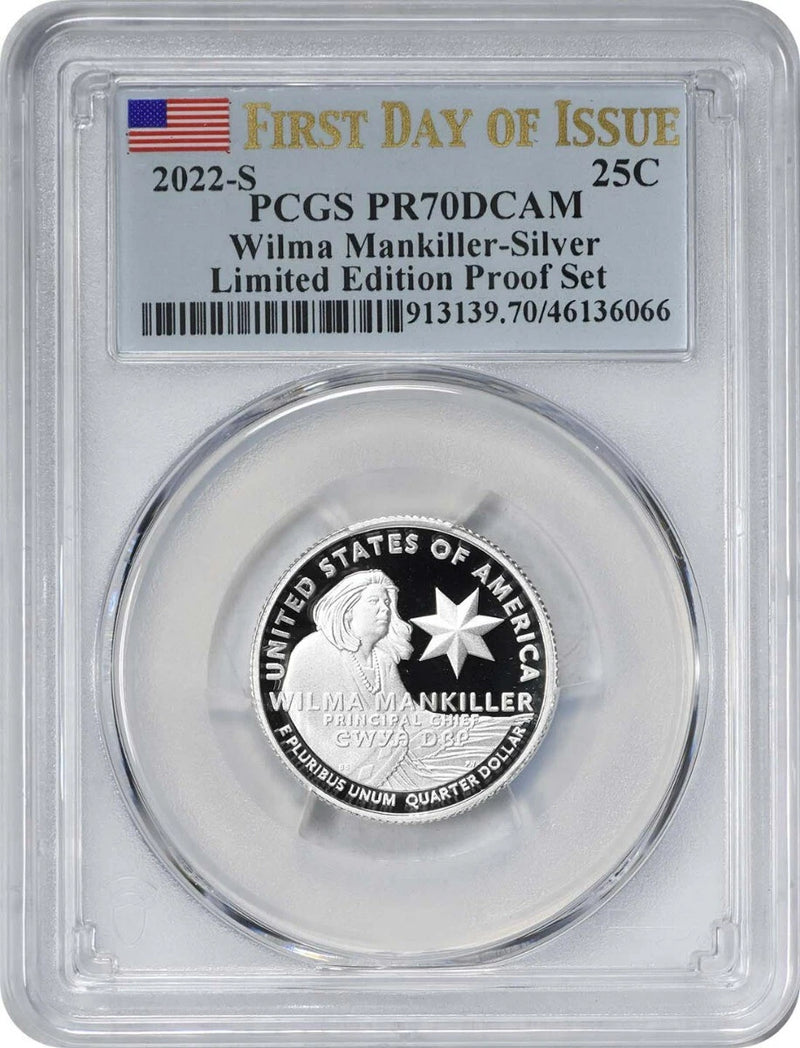 2022-S Wilma Mankiller Women Washington Silver Quarter Limit PR70DCAM FDOI PCGS-1