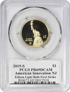 2019-S American Innovation Dollar Edison Light Bulb PR69DCAM First Strike PCGS-2
