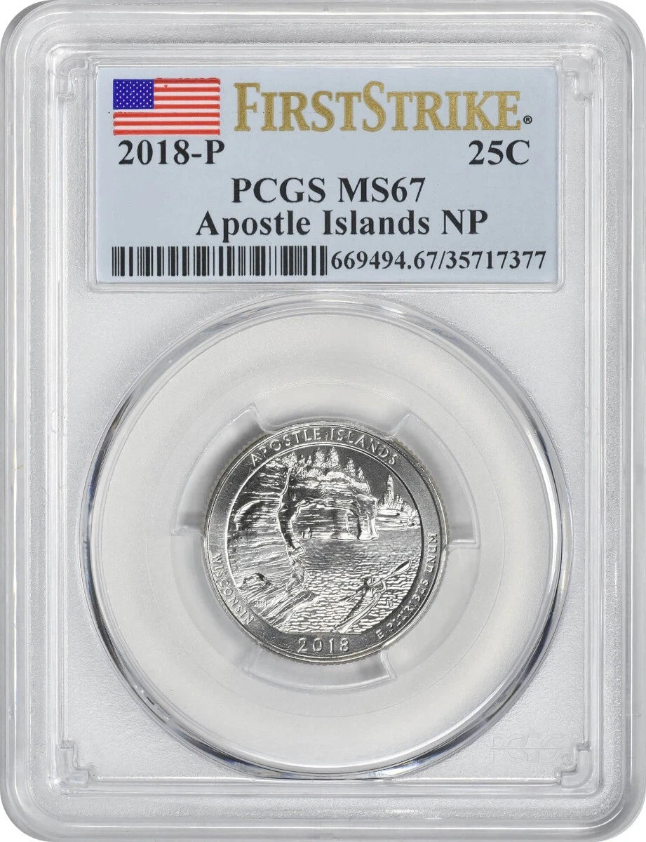 2018-P Parque Nacional ATB de las Islas Apostle Quarter MS67 Primer Golpe-1