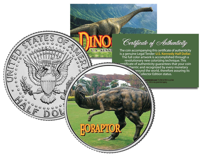 EORAPTOR ** Collectible Dinosaur ** JFK Kennedy Half Dollar U.S. Colorized Coin-1